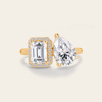 Halo Toi et Moi Ring Moissanite You And Me Engagement Ring Two Gemstone