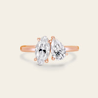 Marquise & Pear Cut Moissanite Toi et Moi Engagement Ring Two Gemstone