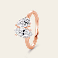 Marquise & Pear Cut Moissanite Toi et Moi Engagement Ring Two Gemstone