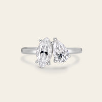 Marquise & Pear Cut Moissanite Toi et Moi Engagement Ring Two Gemstone