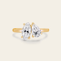 Marquise & Pear Cut Moissanite Toi et Moi Engagement Ring Two Gemstone