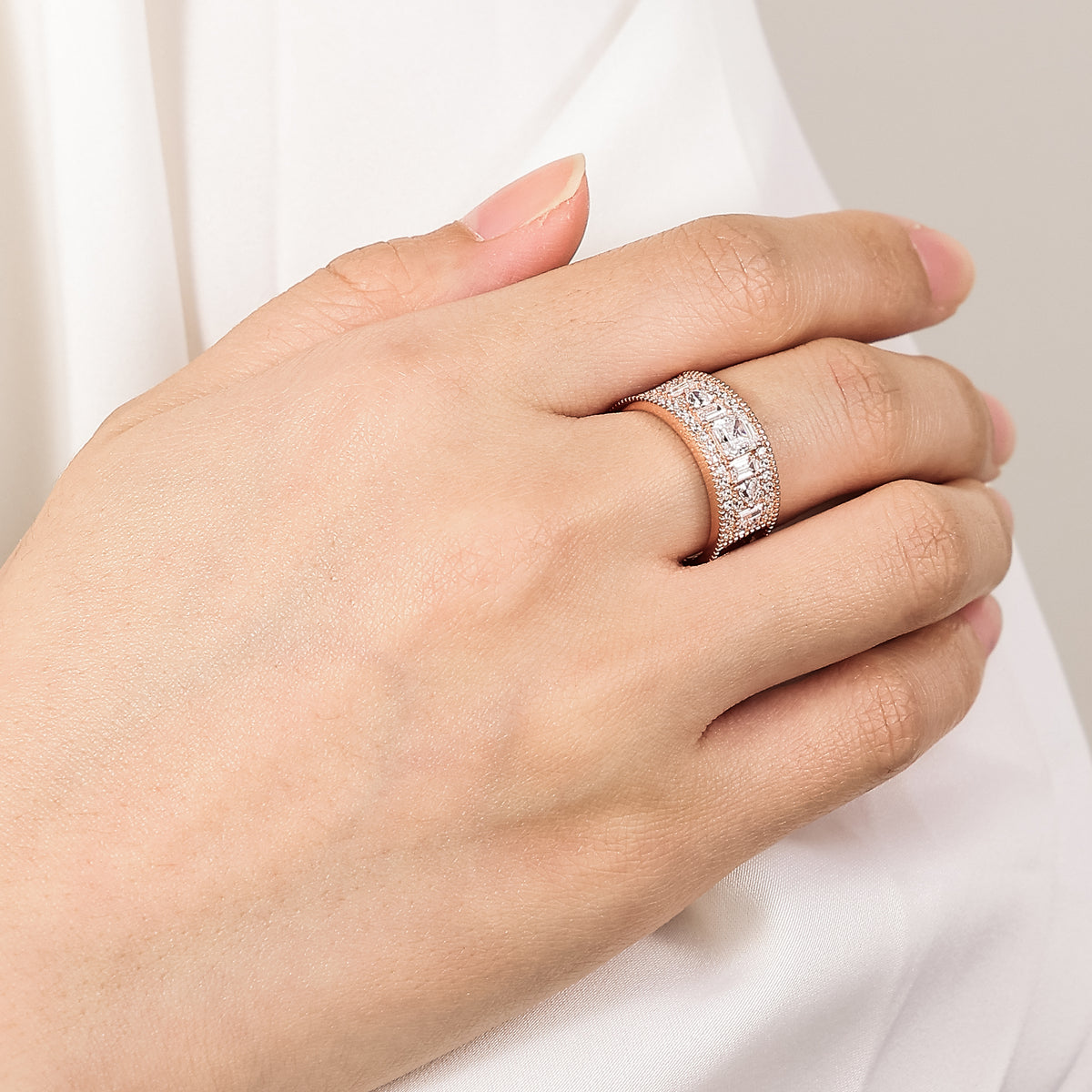 Asscher Cut Lab Diamond Art Deco Mosaic Band