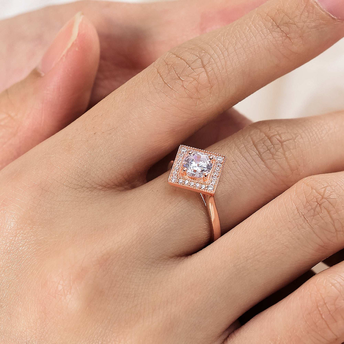Round Cut Lab Diamond Mosaic Art Deco Ring
