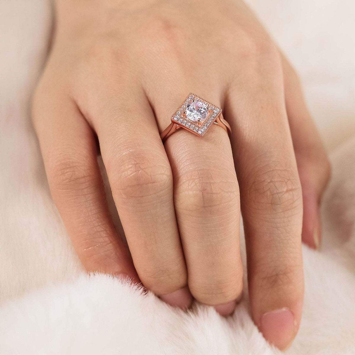 Round Cut Lab Diamond Mosaic Art Deco Ring