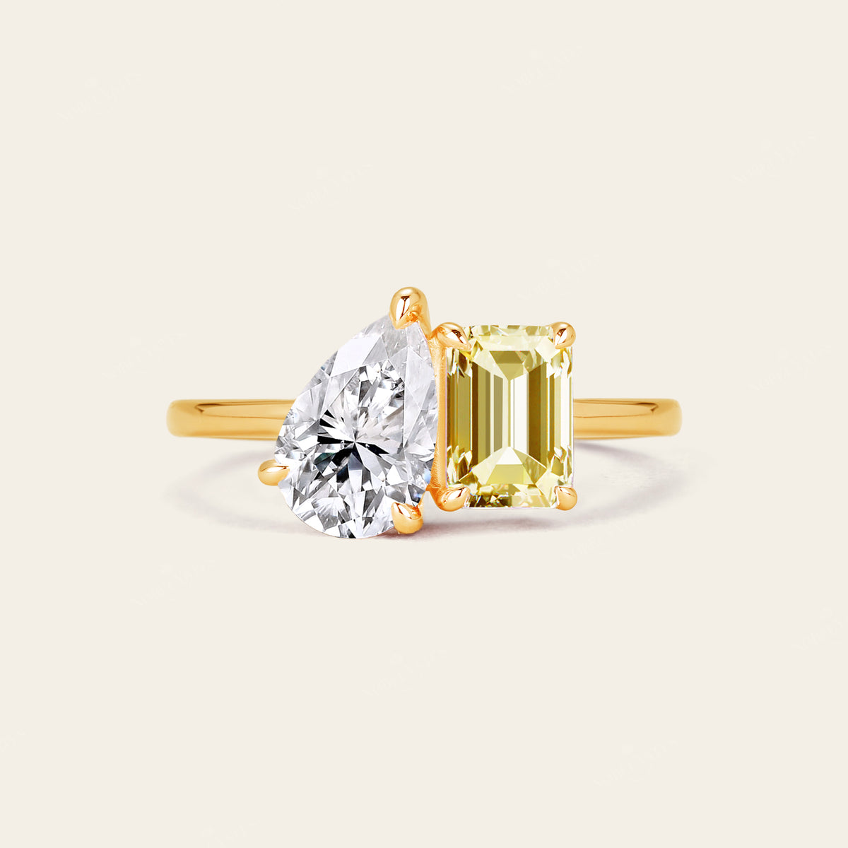 IGI Pear & Emerald Yellow Lab-Grown Diamond Toi et Moi Ring-Nobel Yates