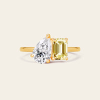 IGI Pear & Emerald Yellow Lab-Grown Diamond Toi et Moi Ring-Nobel Yates