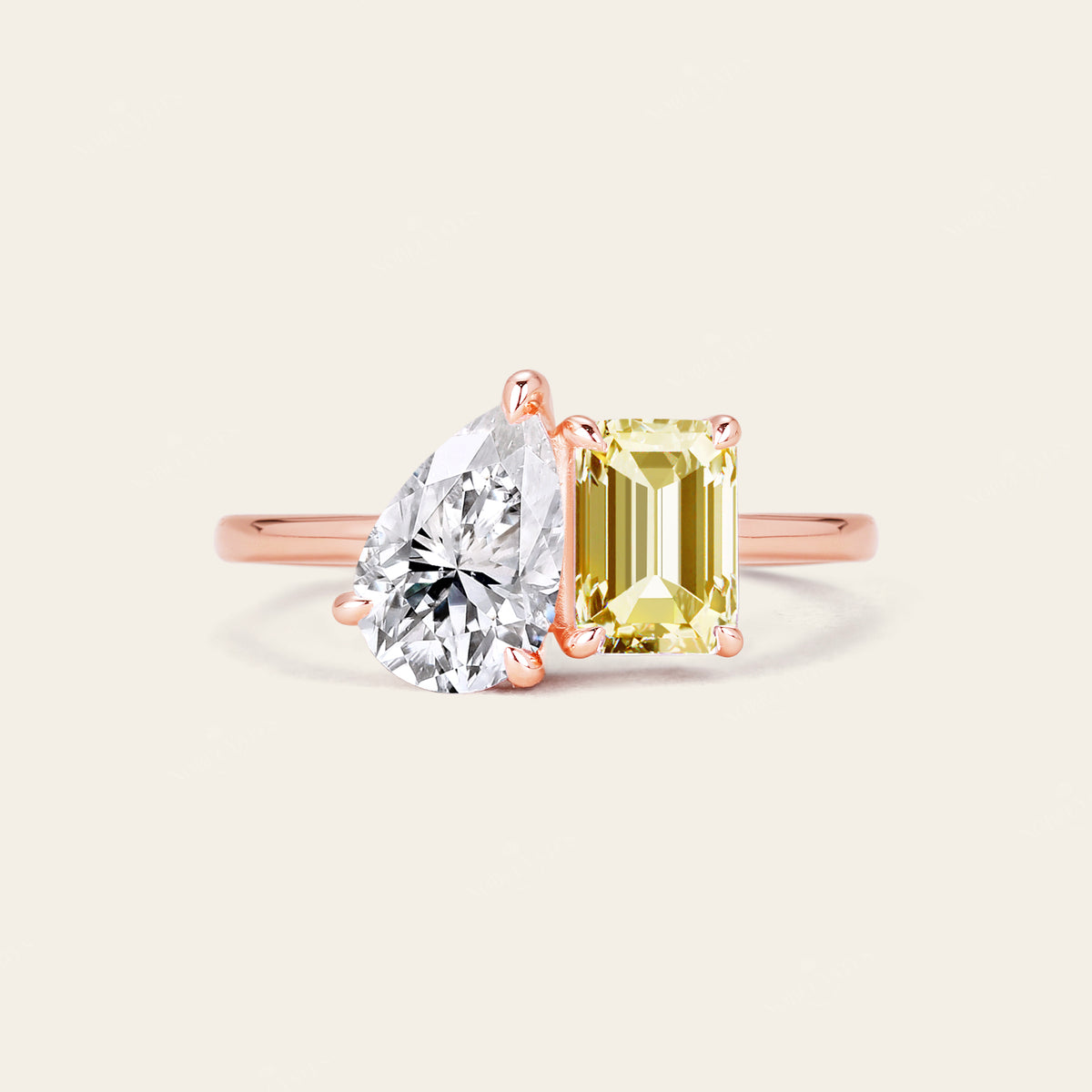 IGI Pear & Emerald Yellow Lab-Grown Diamond Toi et Moi Ring-Nobel Yates