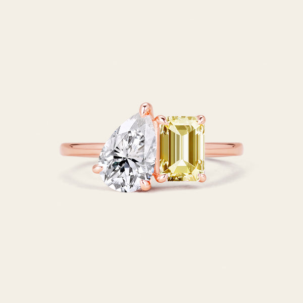 IGI Pear & Emerald Yellow Lab-Grown Diamond Toi et Moi Ring-Nobel Yates