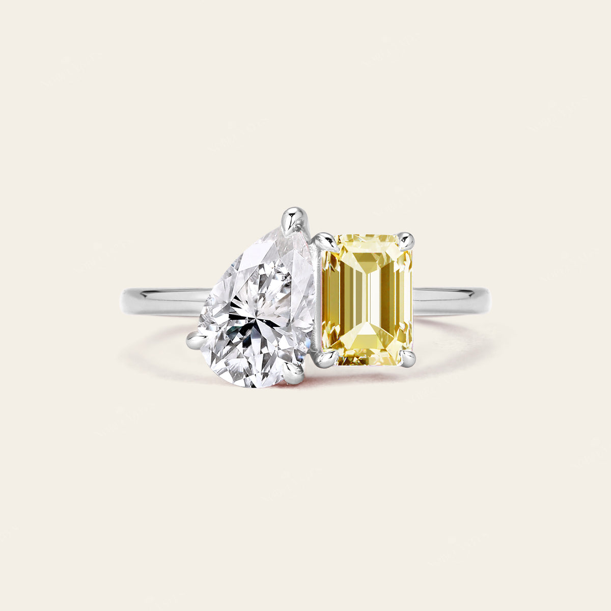IGI Pear & Emerald Yellow Lab-Grown Diamond Toi et Moi Ring-Nobel Yates