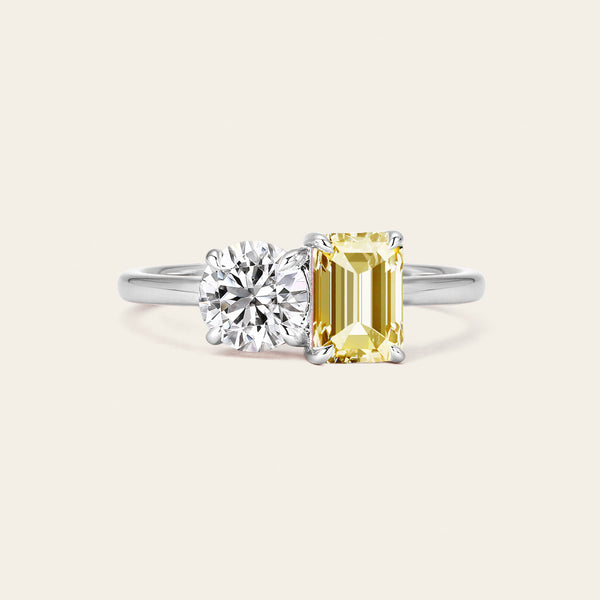 Art Deco IGI Yellow Lab-Grown Diamond Toi et Moi Two Stones Ring-Nobel Yates
