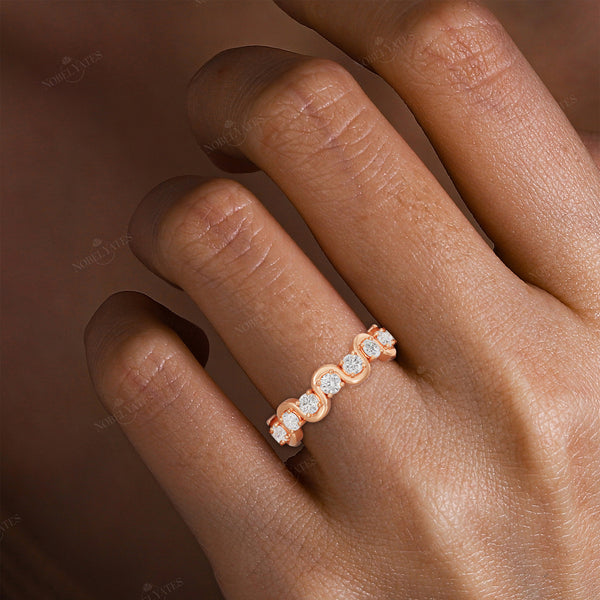 Art Deco Round Lab Diamond Full Eternity Wedding Band
