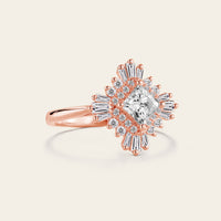 Art Deco Princess Cut Moissanite Halo Engagement Ring