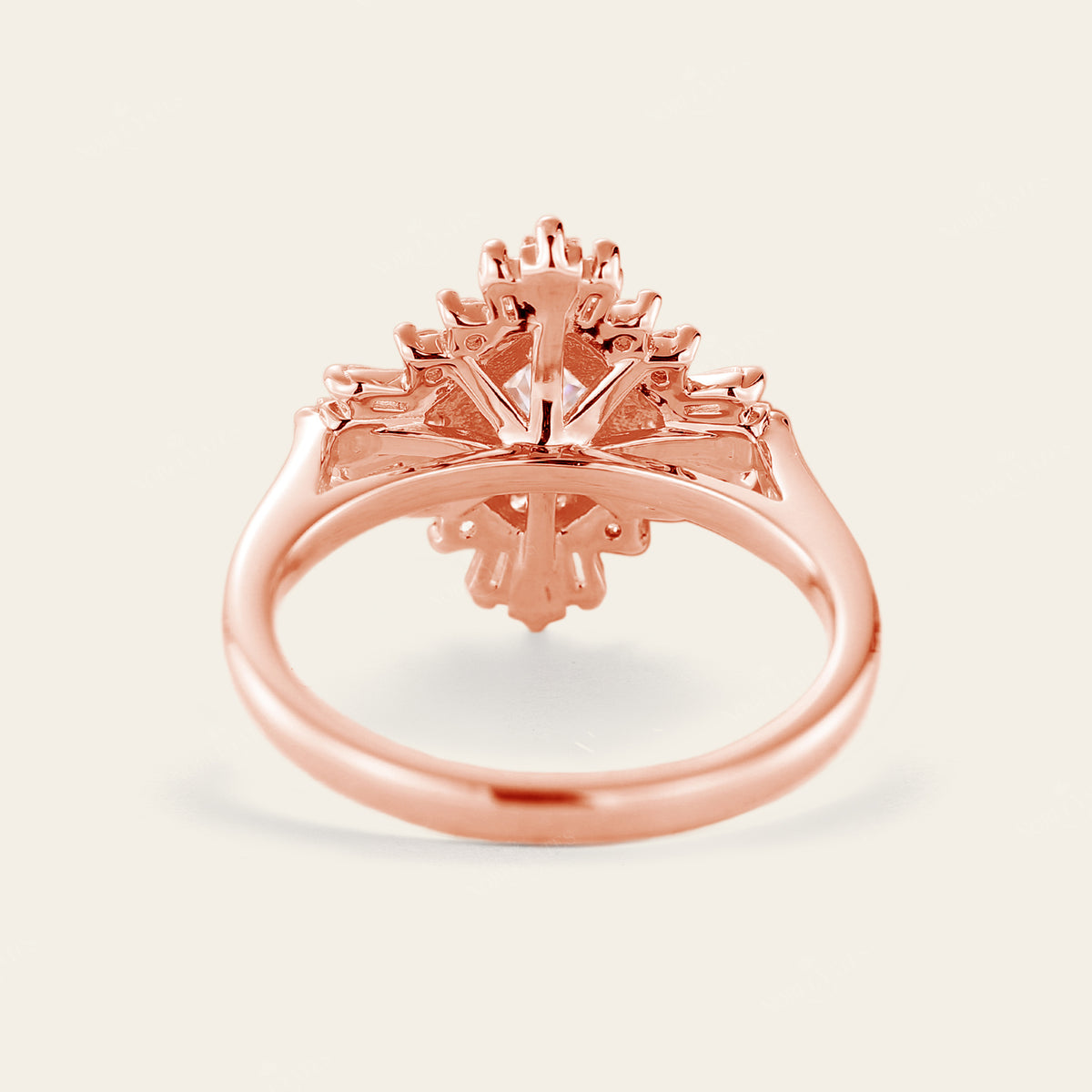 Art Deco Princess Cut Moissanite Halo Engagement Ring