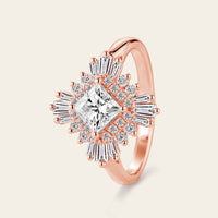 Art Deco Princess Cut Moissanite Halo Engagement Ring