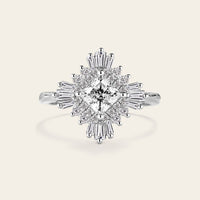 Art Deco Princess Cut Moissanite Halo Engagement Ring
