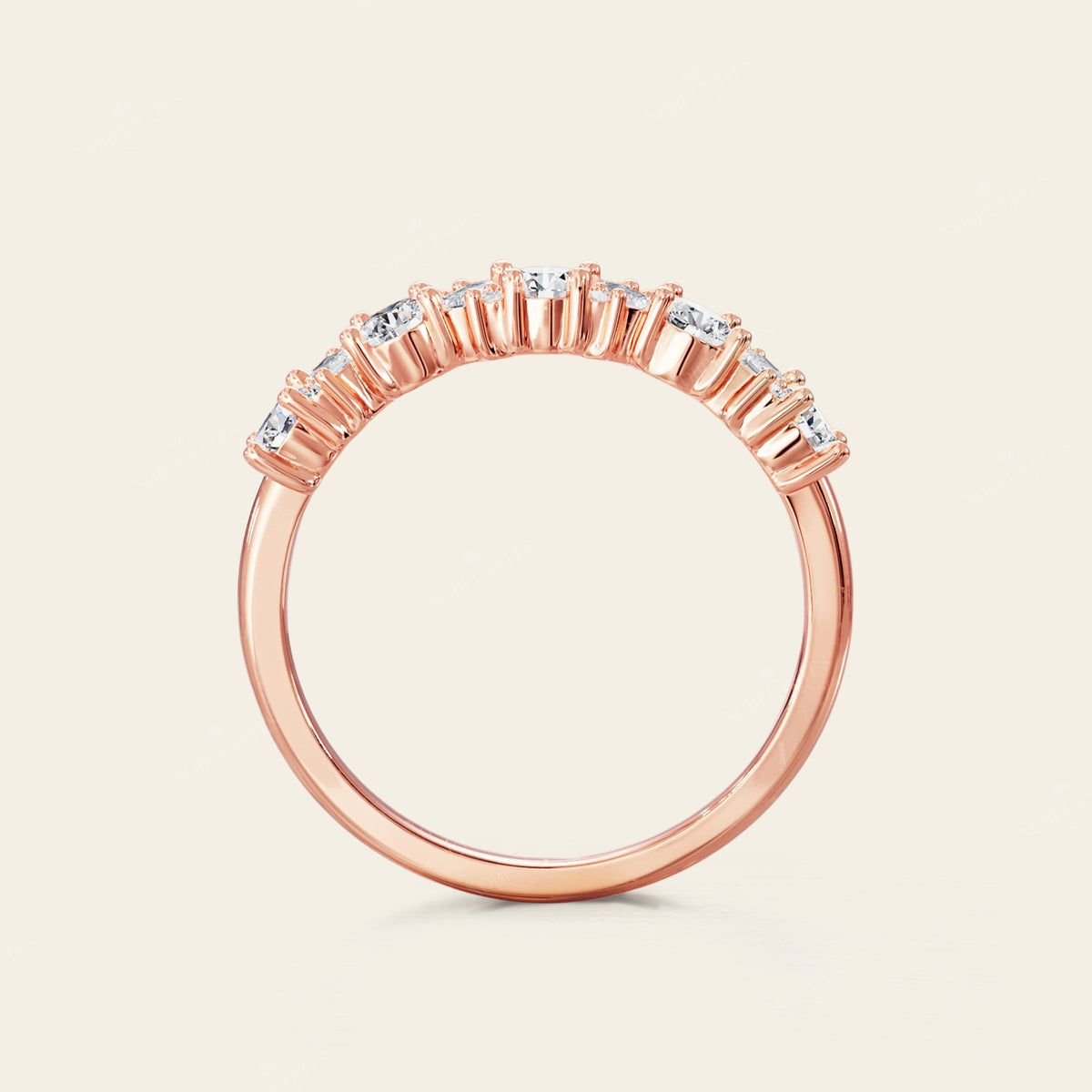 Lab Diamond Art Deco Round & Marquise Cluster Ring