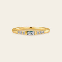Baguette Moss Agate Couple's Ring Set Rose Gold Moissanite Wedding Band