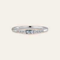 Baguette Moss Agate Couple's Ring Set Rose Gold Moissanite Wedding Band