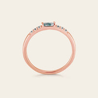 Baguette Moss Agate Couple's Ring Set Rose Gold Moissanite Wedding Band
