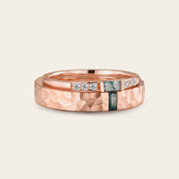 Baguette Moss Agate Couple's Ring Set Rose Gold Moissanite Wedding Band