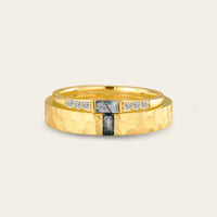 Baguette Moss Agate Couple's Ring Set Rose Gold Moissanite Wedding Band
