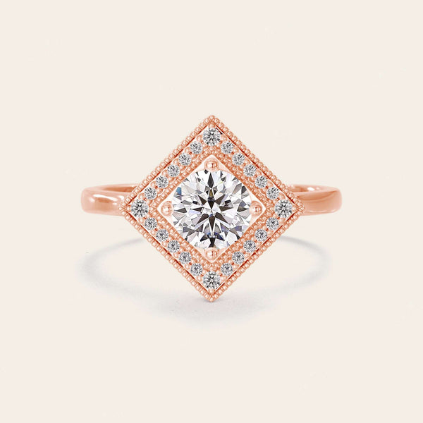 Round Cut Lab Diamond Mosaic Art Deco Ring