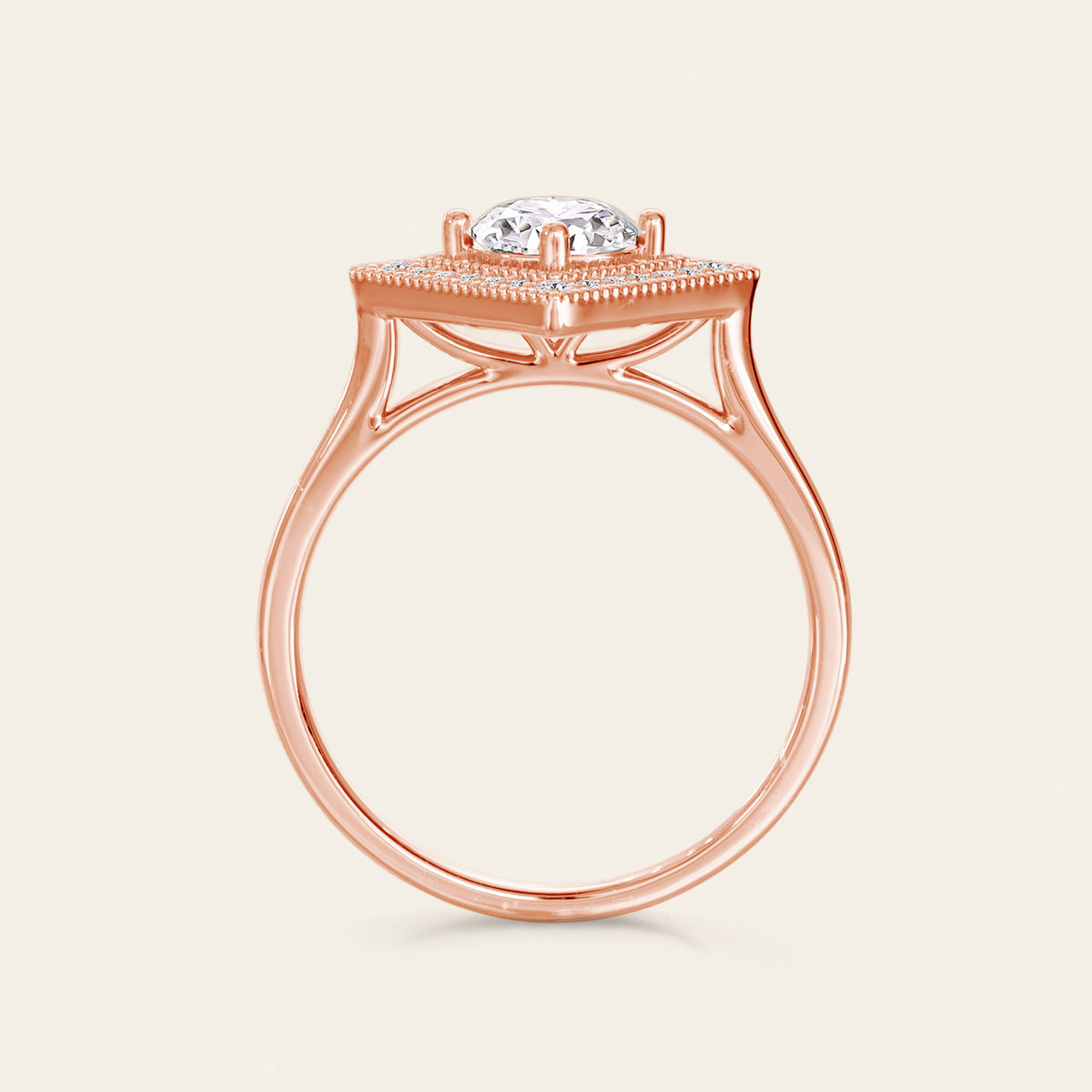 Round Cut Lab Diamond Mosaic Art Deco Ring