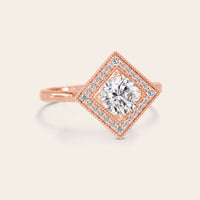 Round Cut Lab Diamond Mosaic Art Deco Ring