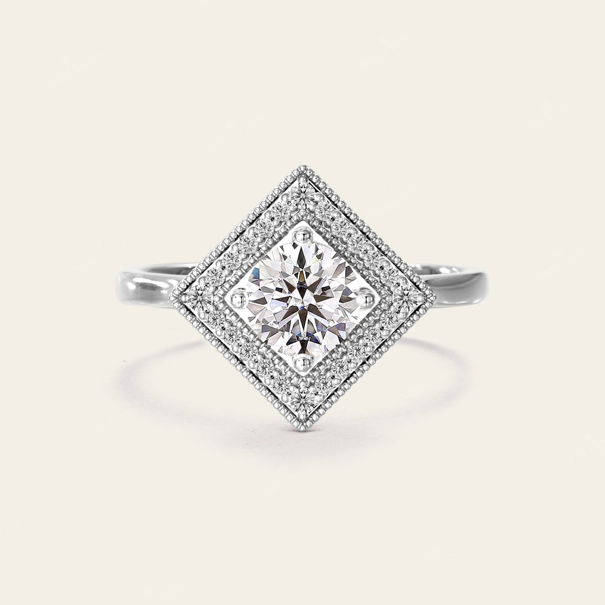 Round Cut Lab Diamond Mosaic Art Deco Ring