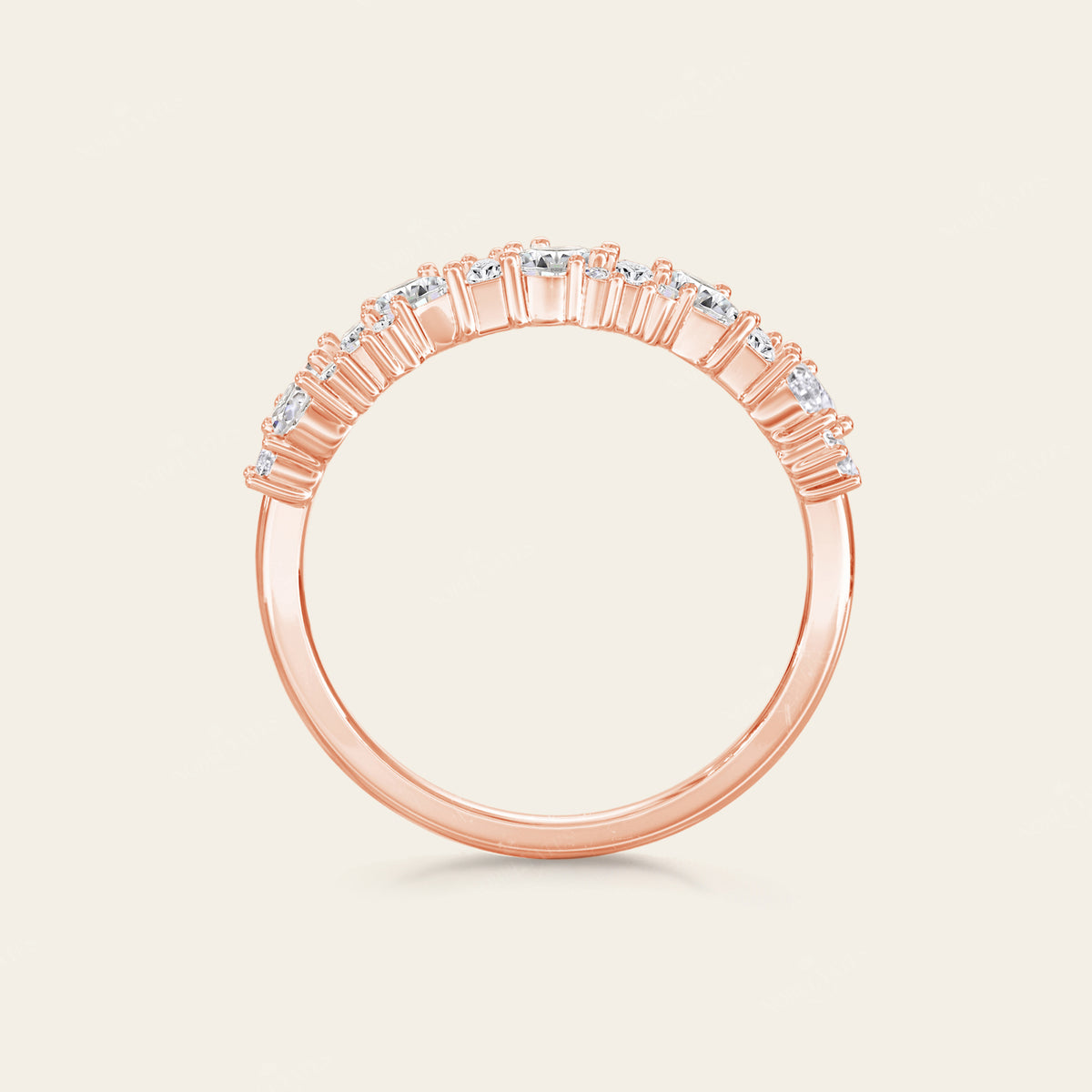 Art Deco Lab Diamond Mixed Cut Eternity Band