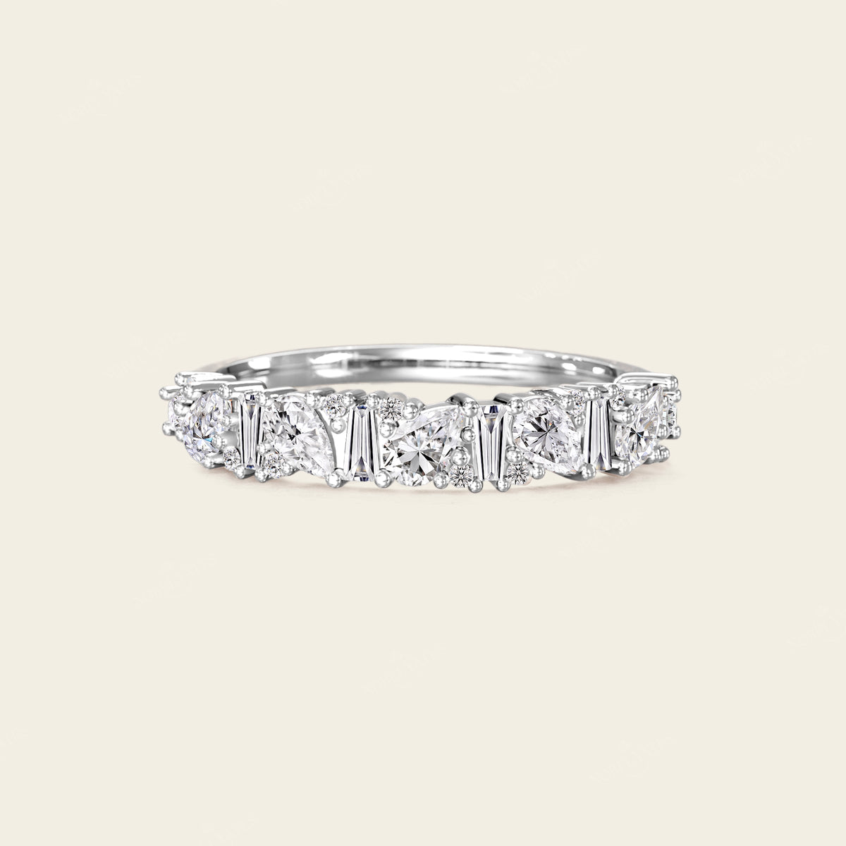 Art Deco Lab Diamond Mixed Cut Eternity Band