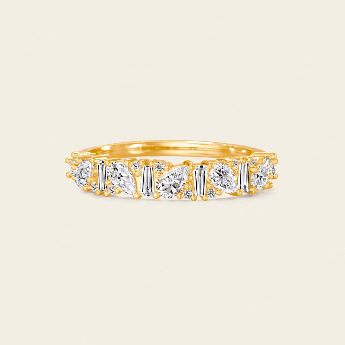 Art Deco Lab Diamond Mixed Cut Eternity Band