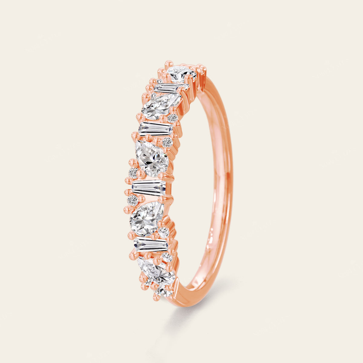Art Deco Lab Diamond Mixed Cut Eternity Band