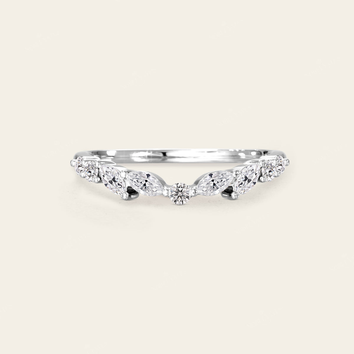 Marquise Lab Diamond Curved Stacking Band