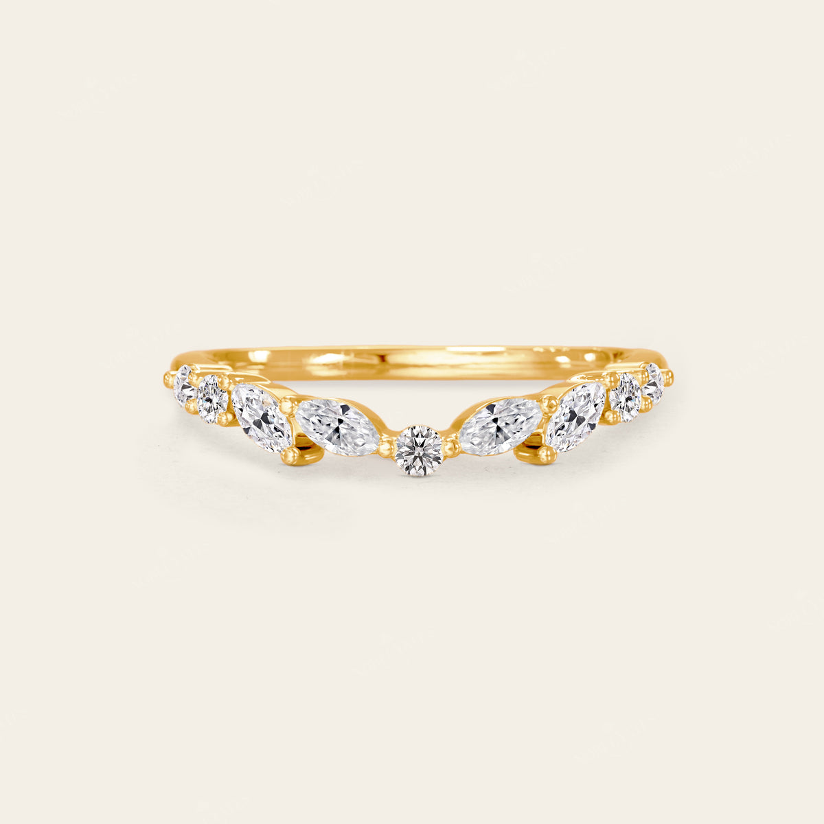 Marquise Lab Diamond Curved Stacking Band