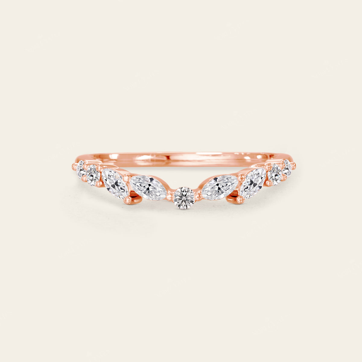 Marquise Lab Diamond Curved Stacking Band