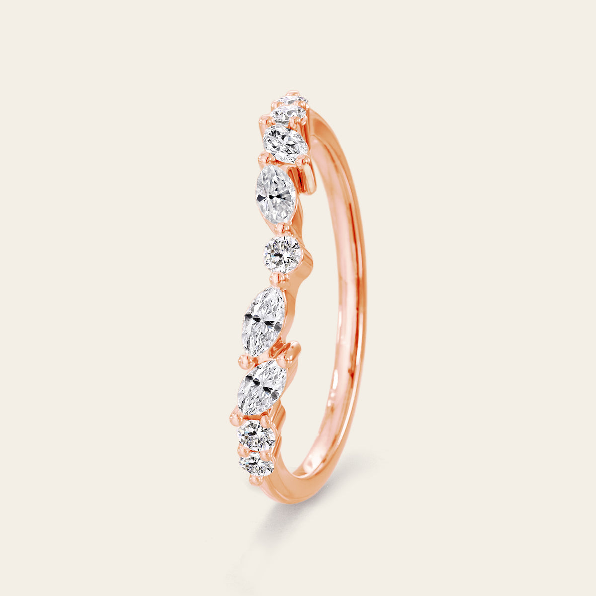 Marquise Lab Diamond Curved Stacking Band