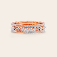 Triple Row Pave Lab Diamond Eternity Stacking Ring Set