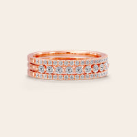 Triple Row Pave Lab Diamond Eternity Stacking Ring Set