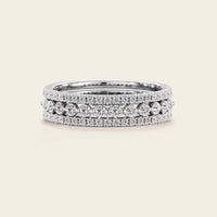 Triple Row Pave Lab Diamond Eternity Stacking Ring Set