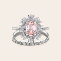 Starburst Art deco Oval Pink Morganite Bridal Sets-Nobel Yates