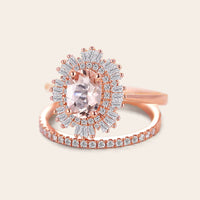 Starburst Art deco Oval Pink Morganite Bridal Sets-Nobel Yates