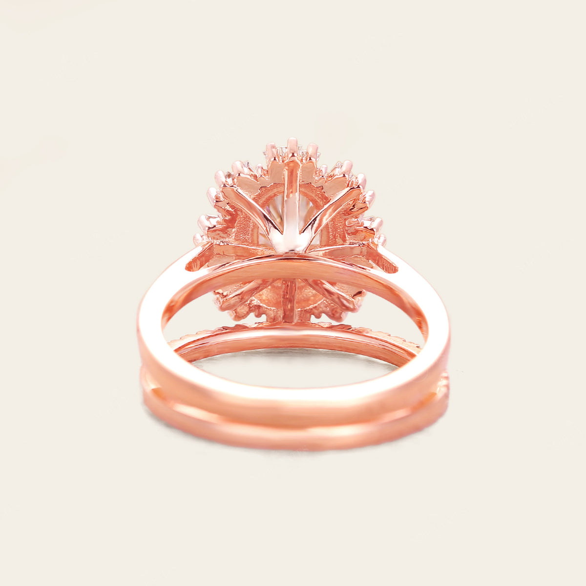 Starburst Art deco Oval Pink Morganite Bridal Sets-Nobel Yates