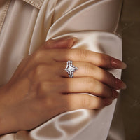 Half Rose Cut Kite Moissanite Art Deco Engagement Ring Sets 3pcs