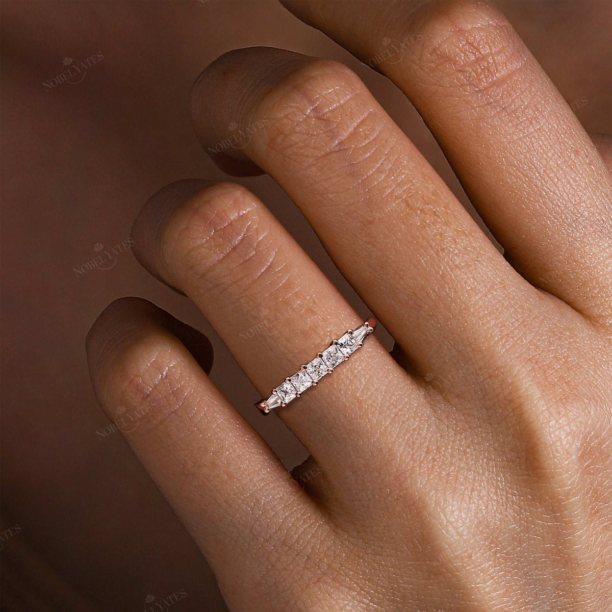 Tapered Baguette & Princess Cut Lab Diamond Wedding Band