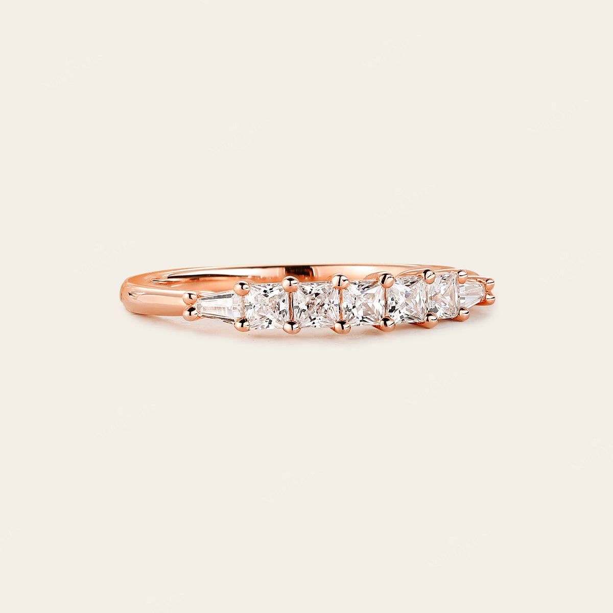 Tapered Baguette & Princess Cut Lab Diamond Wedding Band