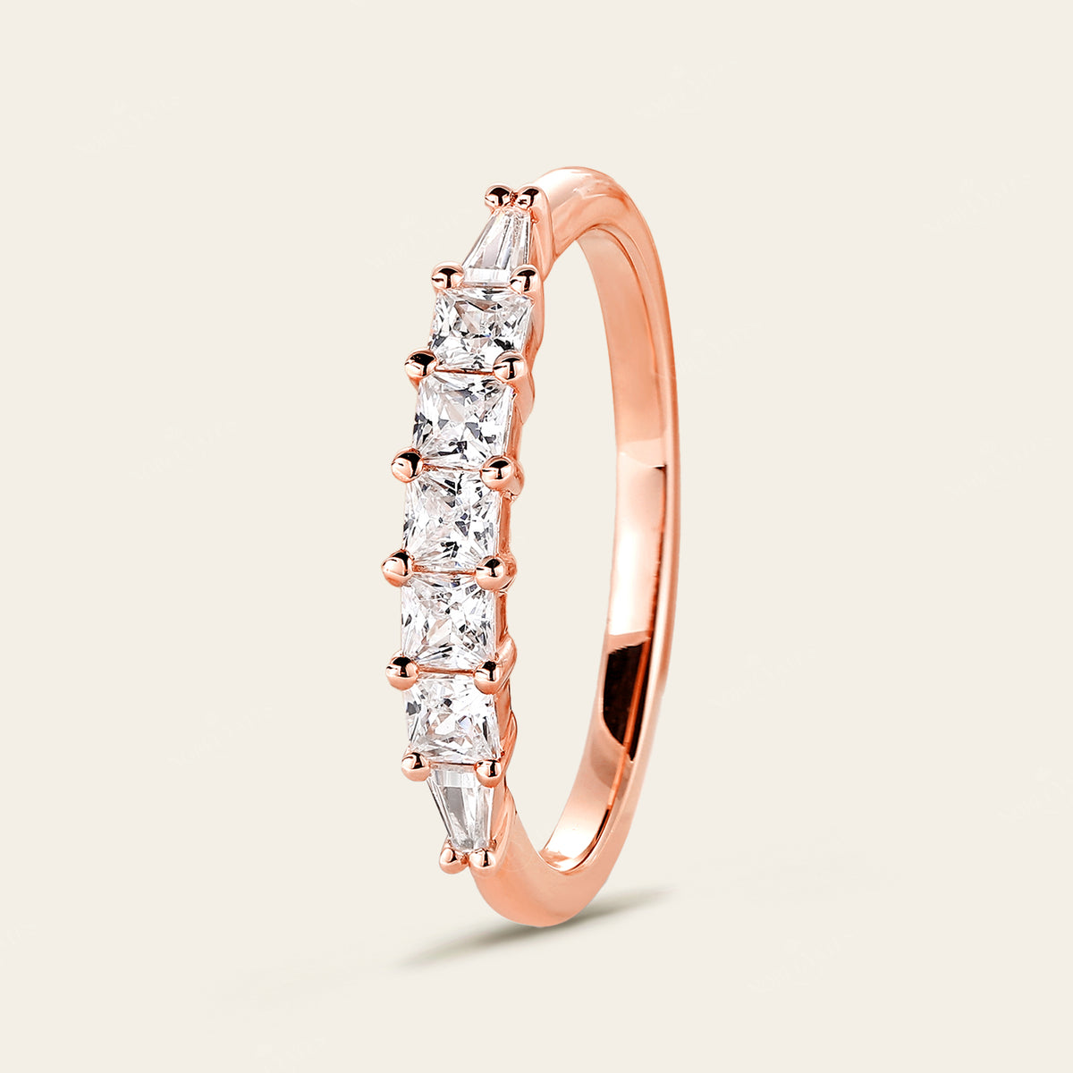 Tapered Baguette & Princess Cut Lab Diamond Wedding Band