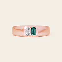 Emerald Cut Lab Diamond & Emerald Toi et Moi Men's Ring-Nobel Yates