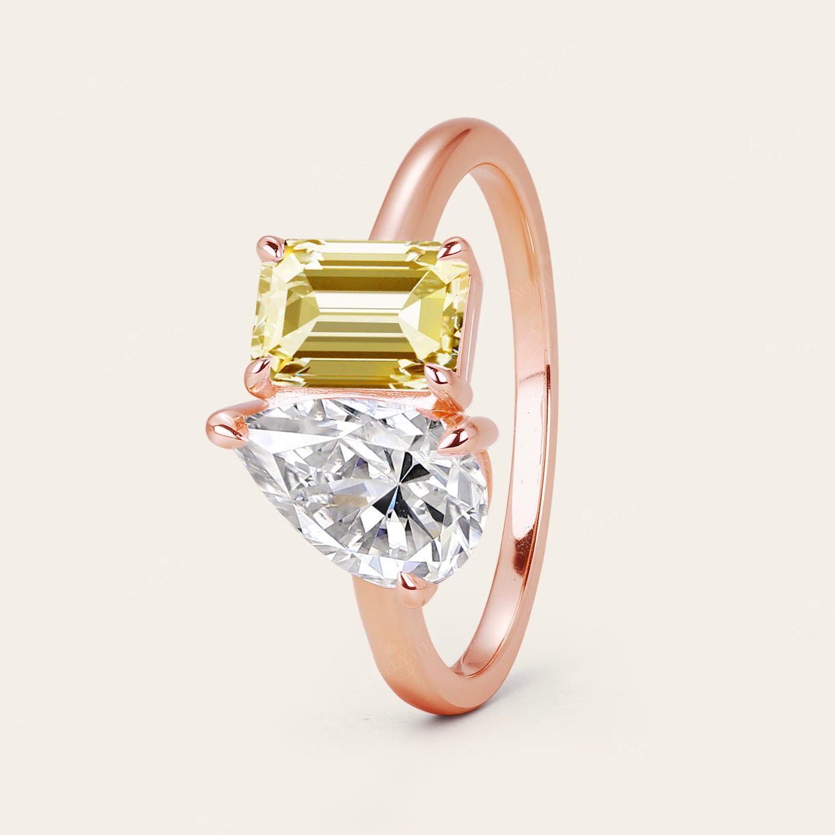 IGI Pear & Emerald Yellow Lab-Grown Diamond Toi et Moi Ring-Nobel Yates