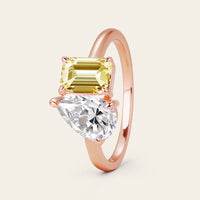 IGI Pear & Emerald Yellow Lab-Grown Diamond Toi et Moi Ring-Nobel Yates